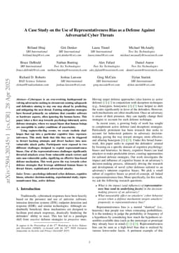 A Case Study on the Use of Representativeness Bias as a Defense Against Adversarial Cyber Threats