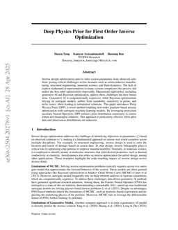 Deep Physics Prior for First Order Inverse Optimization