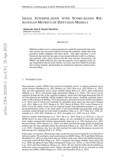 Image Interpolation with Score-based Riemannian Metrics of Diffusion Models