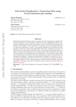 Fine Grain Classification: Connecting Meta using Cross-Contrastive pre-training