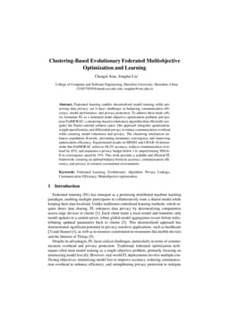 Clustering-Based Evolutionary Federated Multiobjective Optimization and Learning