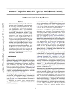 Nonlinear Computation with Linear Optics via Source-Position Encoding