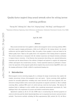 Quality-factor inspired deep neural network solver for solving inverse scattering problems