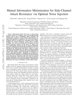 Mutual Information Minimization for Side-Channel Attack Resistance via Optimal Noise Injection