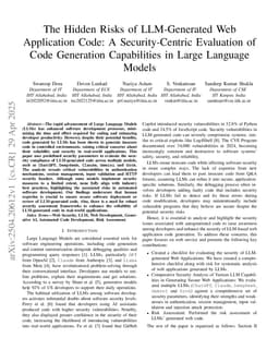 The Hidden Risks of LLM-Generated Web Application Code: A Security-Centric Evaluation of Code Generation Capabilities in Large Language Models
