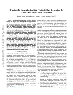 Bridging the Generalisation Gap: Synthetic Data Generation for Multi-Site Clinical Model Validation