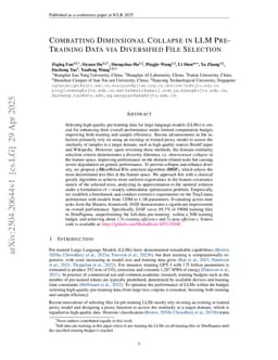Combatting Dimensional Collapse in LLM Pre-Training Data via Diversified File Selection