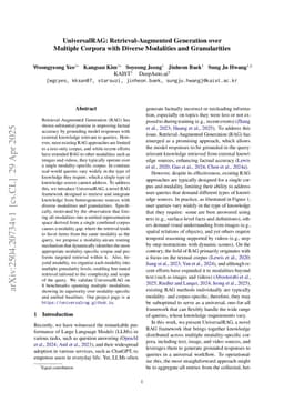 UniversalRAG: Retrieval-Augmented Generation over Multiple Corpora with Diverse Modalities and Granularities