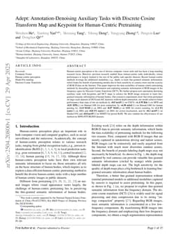 Adept: Annotation-Denoising Auxiliary Tasks with Discrete Cosine Transform Map and Keypoint for Human-Centric Pretraining