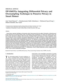 DP-SMOTE: Integrating Differential Privacy and Oversampling Technique to Preserve Privacy in Smart Homes