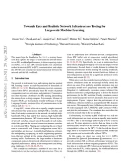 Towards Easy and Realistic Network Infrastructure Testing for Large-scale Machine Learning