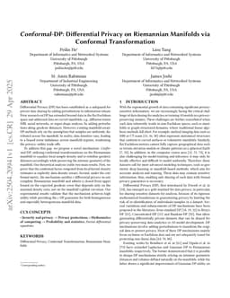 Conformal-DP: Differential Privacy on Riemannian Manifolds via Conformal Transformation