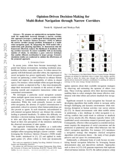 Opinion-Driven Decision-Making for Multi-Robot Navigation through Narrow Corridors