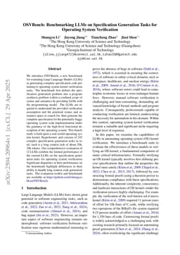 OSVBench: Benchmarking LLMs on Specification Generation Tasks for Operating System Verification