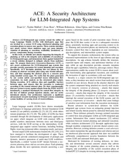 ACE: A Security Architecture for LLM-Integrated App Systems