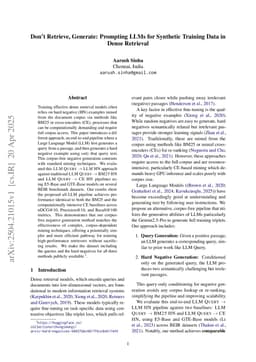 Don't Retrieve, Generate: Prompting LLMs for Synthetic Training Data in Dense Retrieval