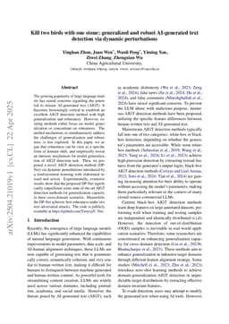 Kill two birds with one stone: generalized and robust AI-generated text detection via dynamic perturbations