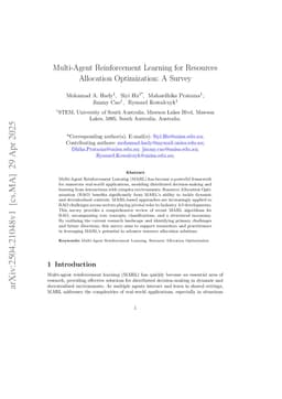 Multi-Agent Reinforcement Learning for Resources Allocation Optimization: A Survey