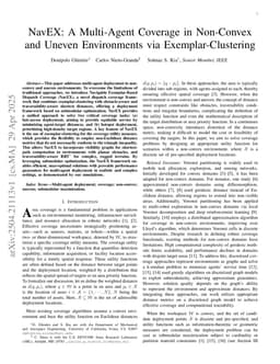 NavEX: A Multi-Agent Coverage in Non-Convex and Uneven Environments via Exemplar-Clustering