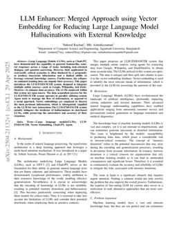 LLM Enhancer: Merged Approach using Vector Embedding for Reducing Large Language Model Hallucinations with External Knowledge