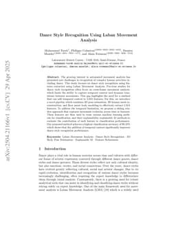 Dance Style Recognition Using Laban Movement Analysis
