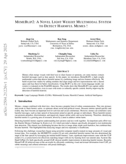MemeBLIP2: A novel lightweight multimodal system to detect harmful memes