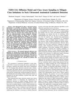 T2ID-CAS: Diffusion Model and Class Aware Sampling to Mitigate Class Imbalance in Neck Ultrasound Anatomical Landmark Detection