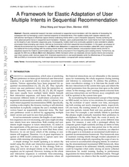 A Framework for Elastic Adaptation of User Multiple Intents in Sequential Recommendation