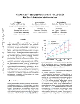 Can We Achieve Efficient Diffusion without Self-Attention? Distilling Self-Attention into Convolutions