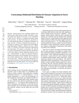 CMD: Constraining Multimodal Distribution for Domain Adaptation in Stereo Matching