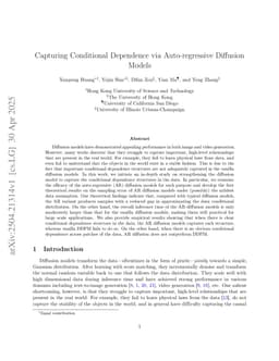 Capturing Conditional Dependence via Auto-regressive Diffusion Models