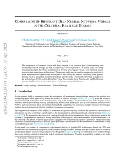 Comparison of Different Deep Neural Network Models in the Cultural Heritage Domain