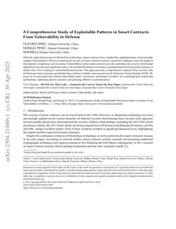 A Comprehensive Study of Exploitable Patterns in Smart Contracts: From Vulnerability to Defense