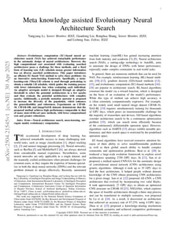 Meta knowledge assisted Evolutionary Neural Architecture Search