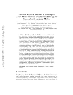 Precision Where It Matters: A Novel Spike Aware Mixed-Precision Quantization Strategy for LLaMA-based Language Models