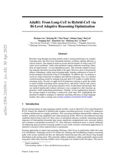 AdaR1: From Long-CoT to Hybrid-CoT via Bi-Level Adaptive Reasoning Optimization