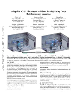 Adaptive 3D UI Placement in Mixed Reality Using Deep Reinforcement Learning