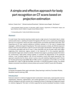 A simple and effective approach for body part recognition on CT scans based on projection estimation