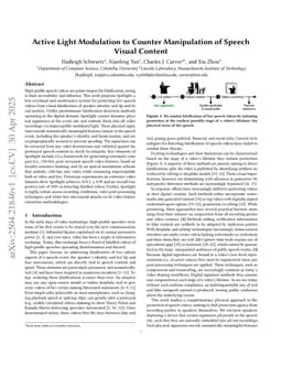 Active Light Modulation to Counter Manipulation of Speech Visual Content
