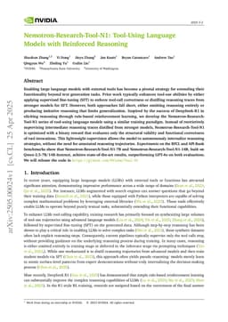 Nemotron-Research-Tool-N1: Tool-Using Language Models with Reinforced Reasoning