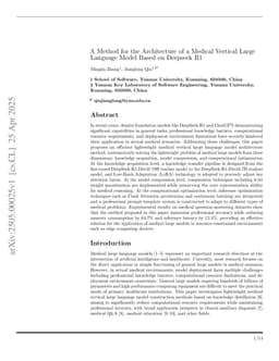 A Method for the Architecture of a Medical Vertical Large Language Model Based on Deepseek R1