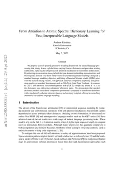 From Attention to Atoms: Spectral Dictionary Learning for Fast, Interpretable Language Models