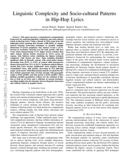 Linguistic Complexity and Socio-cultural Patterns in Hip-Hop Lyrics