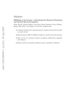 BERSting at the Screams: A Benchmark for Distanced, Emotional and Shouted Speech Recognition