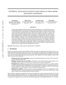 ConSens: Assessing context grounding in open-book question answering
