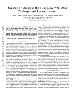 Security-by-Design at the Telco Edge with OSS: Challenges and Lessons Learned