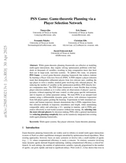 PSN Game: Game-theoretic Planning via a Player Selection Network