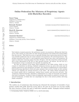 Online Federation For Mixtures of Proprietary Agents with Black-Box Encoders