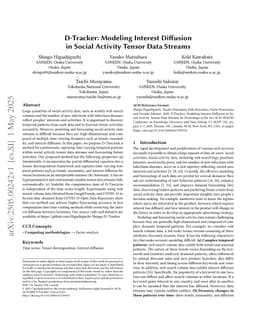 D-Tracker: Modeling Interest Diffusion in Social Activity Tensor Data Streams