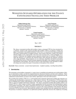 Weighted-Scenario Optimisation for the Chance Constrained Travelling Thief Problem